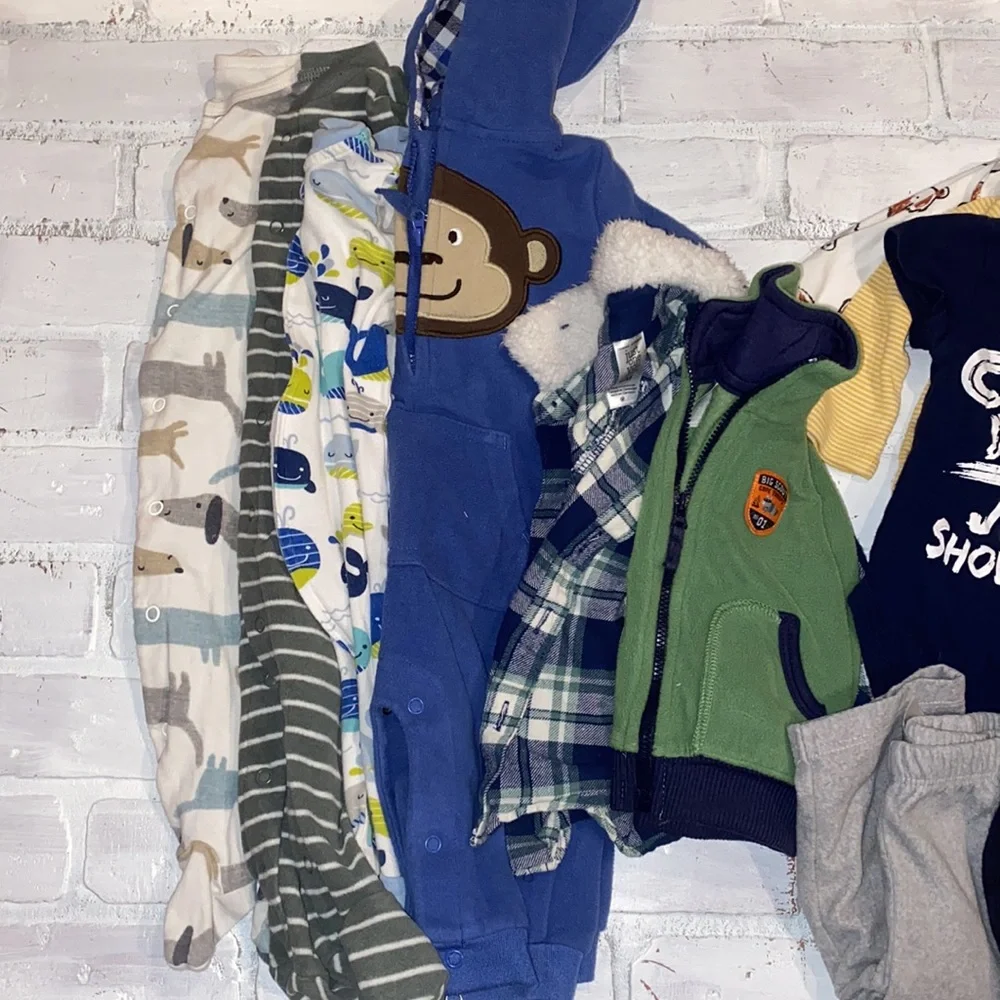 Babyboy 6m fall & winter footie onesie bundle!!